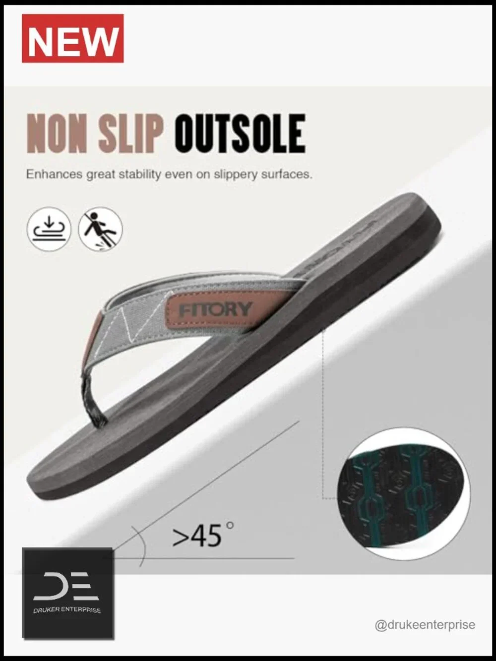 Men's Flip Flops Thong Sandals Arch Support Slip Resistant Beach Walking